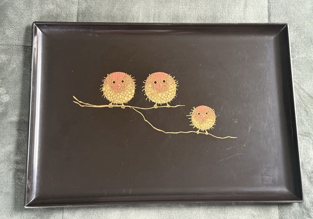 Vintage Couroc of Monterey Rectangular Tray 3 Birds Wood Inlay MCM